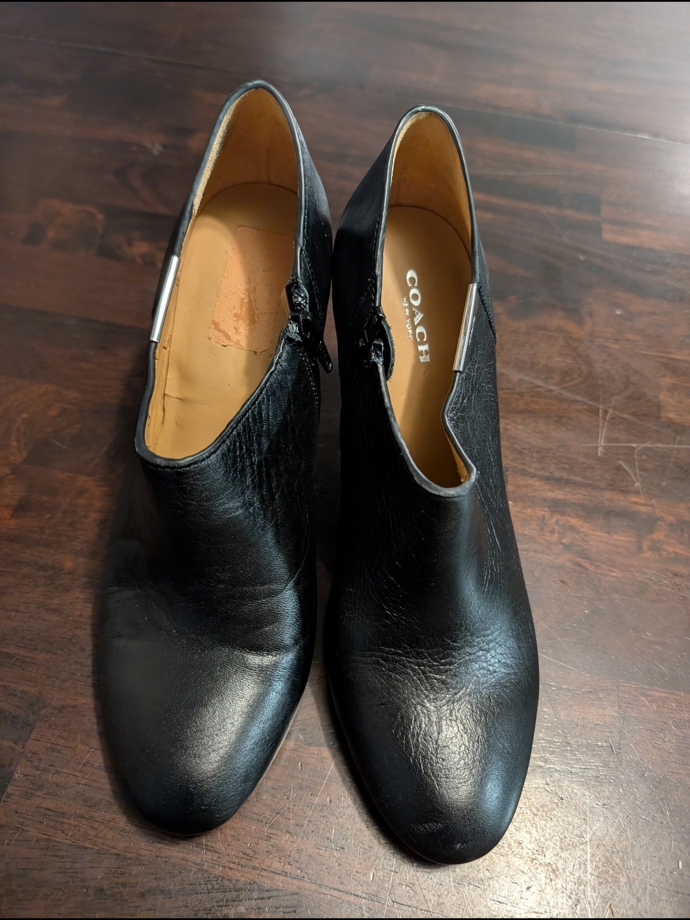 COACH Seneca Black Leather Ankle Boots, Women's 9